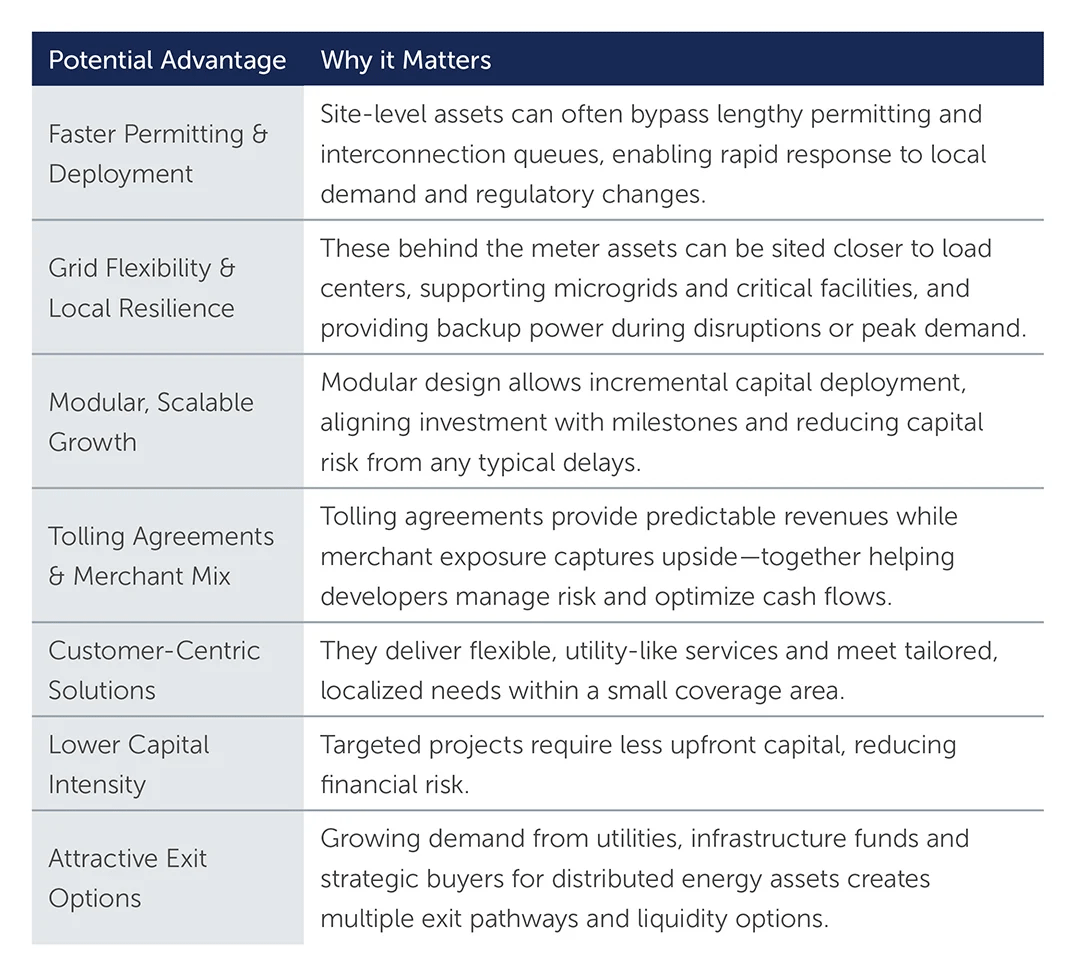 Table showing potential advantages and why they matter