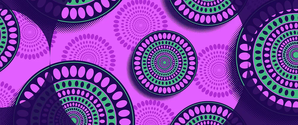 Abstract purple and green circular pattern representing Aberdeen Investments’ podcast on emerging market debt, frontier markets, fundamentals, and geopolitical risk.