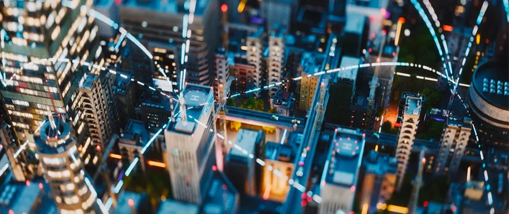 Aerial city network graphic representing GCM Grosvenor’s outlook on the GP-led continuation vehicle market, private equity secondaries, syndication and sponsor relationships.