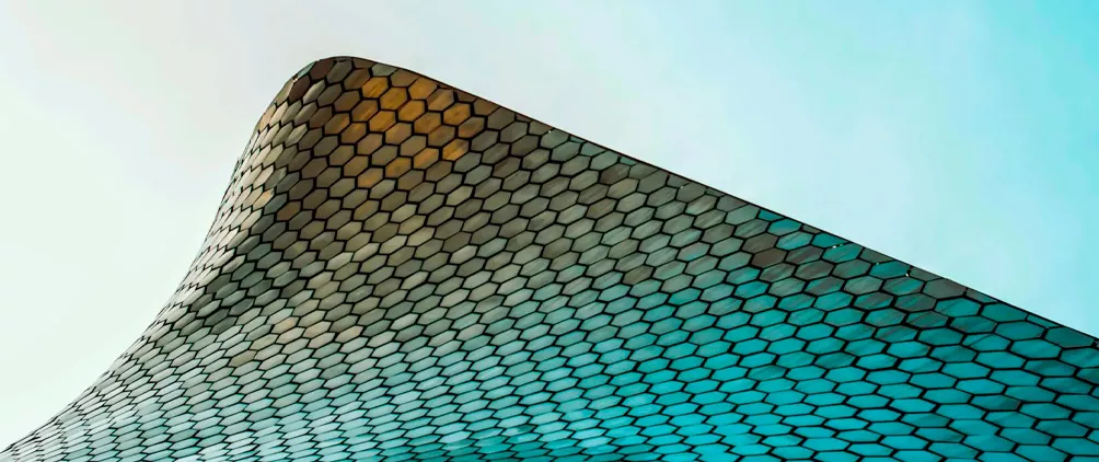 Modern geometric building facade representing European securitisation markets, structured finance and institutional allocation.