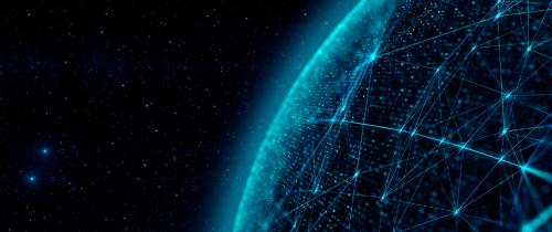 Digital globe with connected data points representing global markets, portfolio positioning and a structurally higher nominal growth environment.